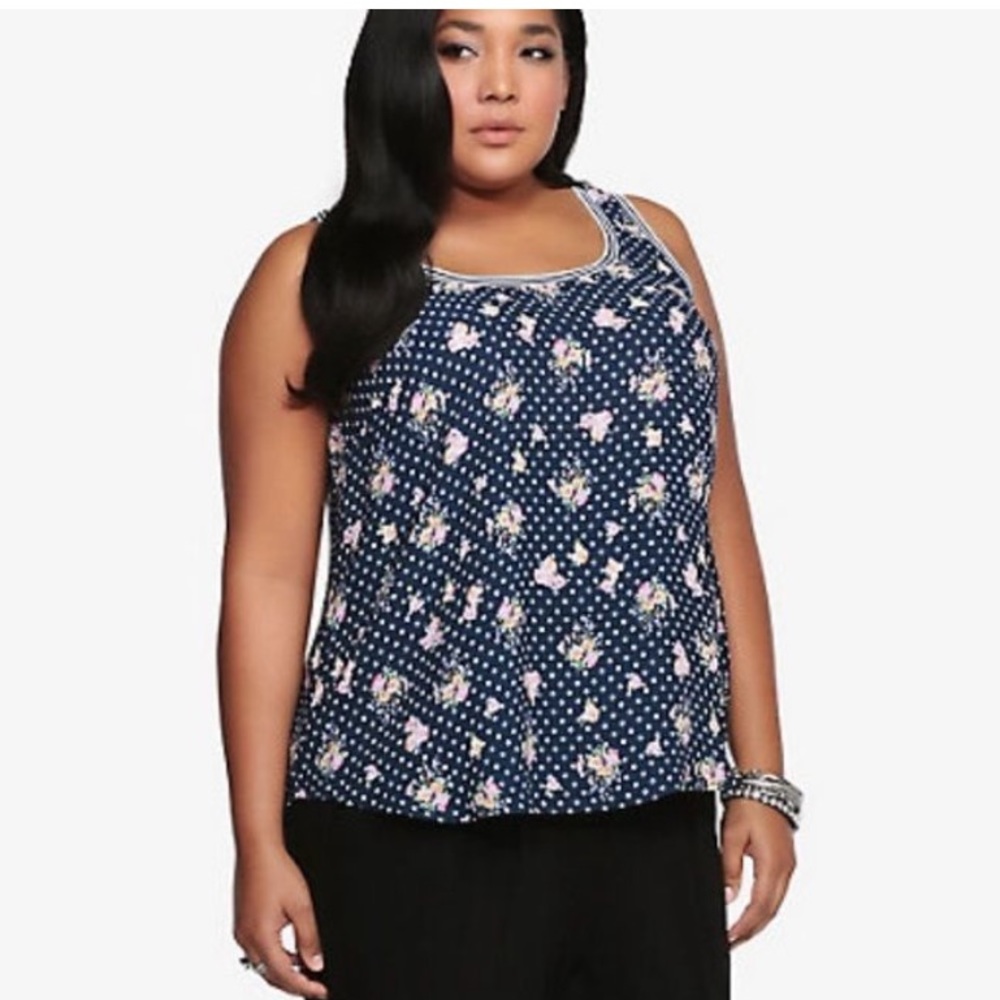 Torrid Floral Polka Dot Tank